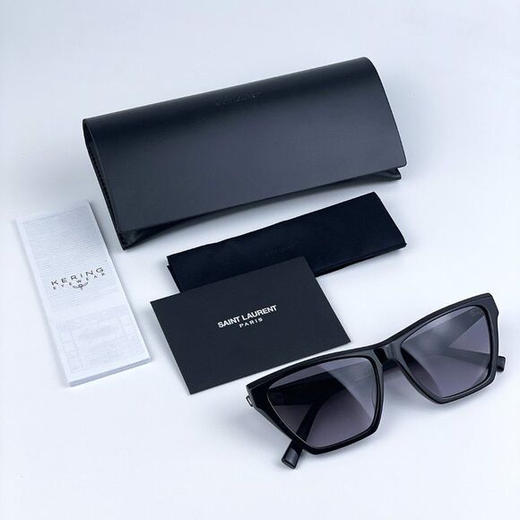 NEW Saint Laurent SLM103 001 Black Gray Gradient Cat Eye Women Sunglasses - Picture 11 of 14